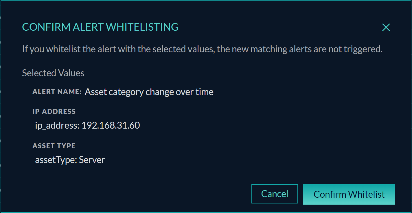 Confirm Insight Alerts Whitelisting pop-up